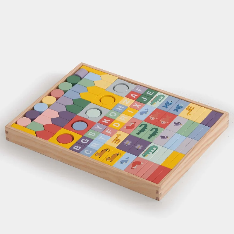 Wooden play submarines for underwater adventures​ 100 colored blocks