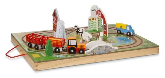 Wooden toy trucks for transportation play​ #30142 Wooden Take-Along Farm Set