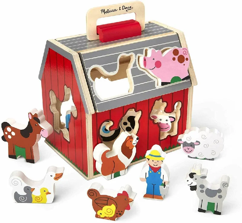 Wooden texture toys for sensory development​ #30149 Wood Take-Along Sorting Barn