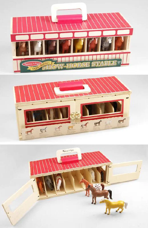 Wooden play police stations for law - enforcement play​ #3744MD Wooden Take-Along Show Horse Stable