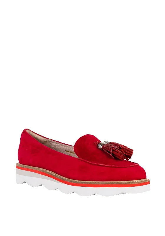 Amy Huberman Honeymoon Tassel Suede Loafers, Red