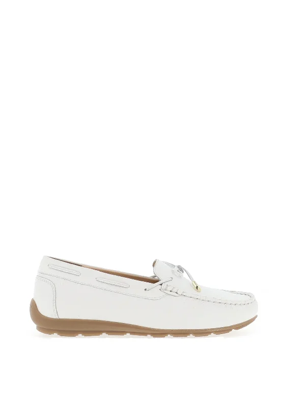 Ara Leather Stitching Detail Loafers, White