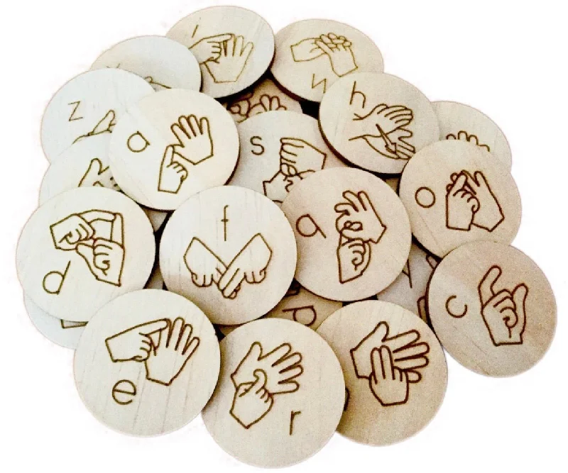 Wooden number toys for math concepts​ Auslan Alphabet Discs Lower Case