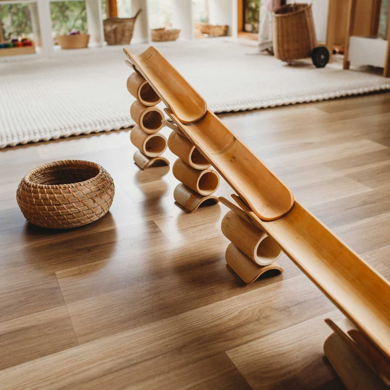 Wooden bath toys for water - filled fun​ Bamboo Construct and Roll