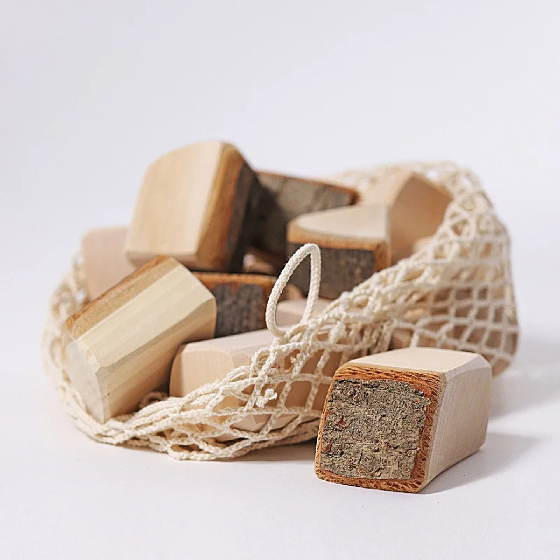 Wooden play schools for educational role - play Bark On Building Blocks- Natural - Grimm's Wooden Toys Wooden play schools for educational role - play Bark On Building Blocks- Natural - Grimm's Wooden Toys