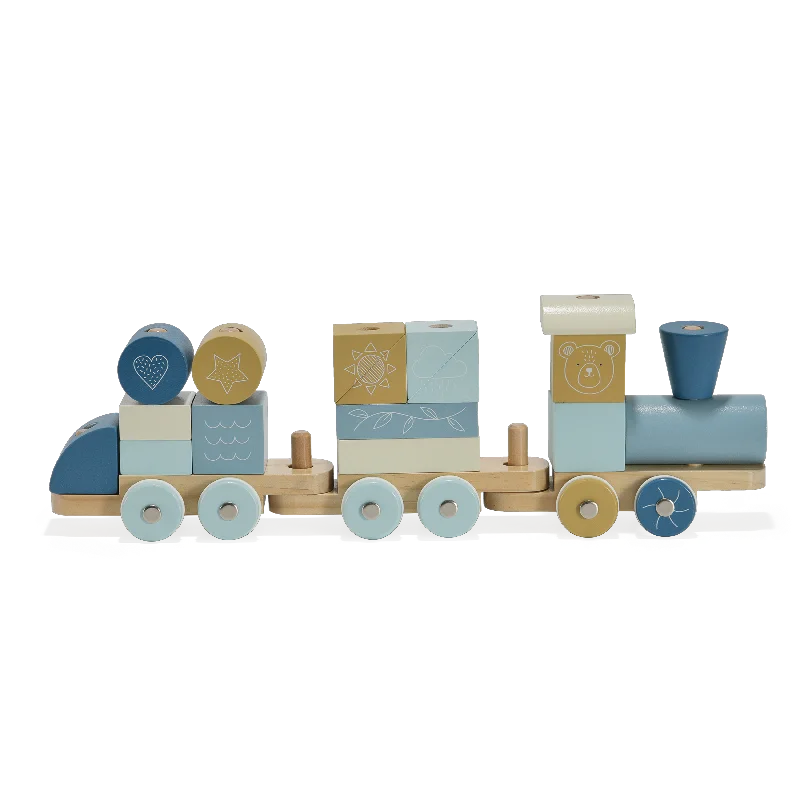 Wooden play fairy gardens for magical play​ Block Train  Blue