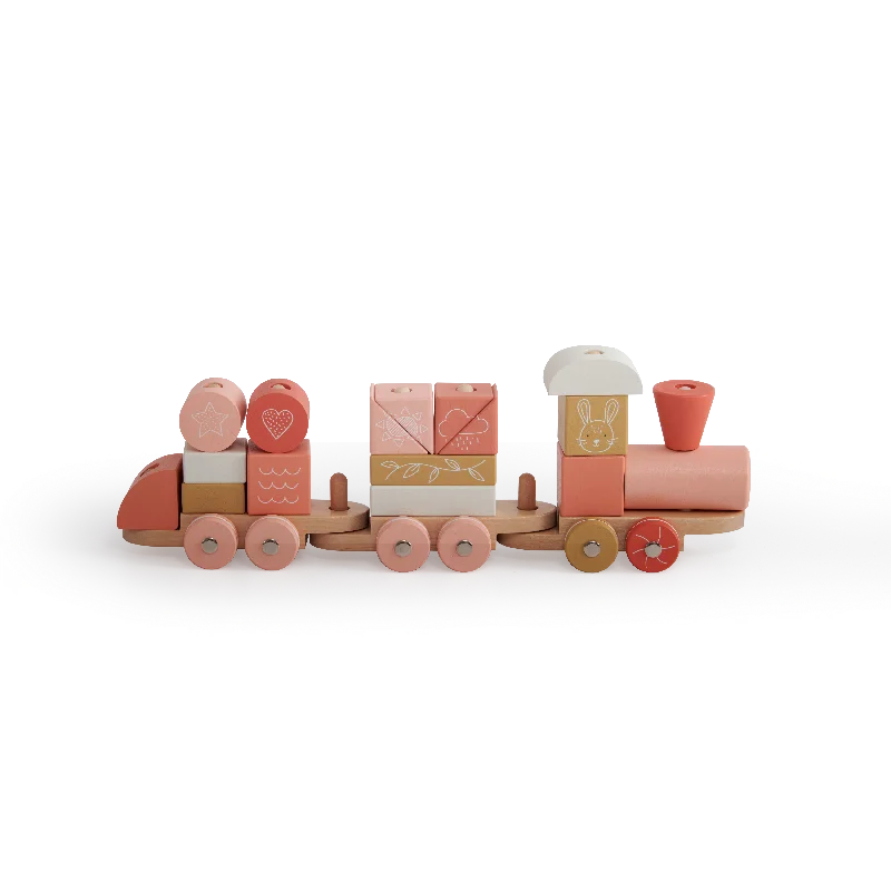 Wooden musical instruments for kids' music exploration​ Block Train  Pink