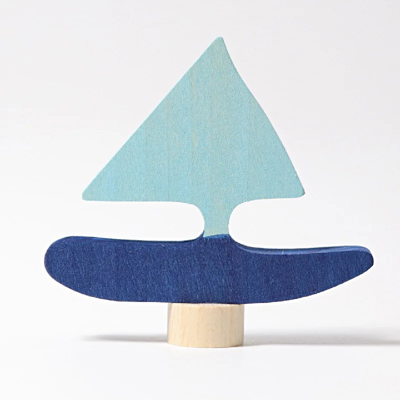 Wooden play libraries for reading pretend Blue Sailboat Decorative Figure - For Birthday Ring or Celebration Ring - Grimm's Wooden Toys Wooden play libraries for reading pretend Blue Sailboat Decorative Figure - For Birthday Ring or Celebration Ring - Grimm's Wooden Toys