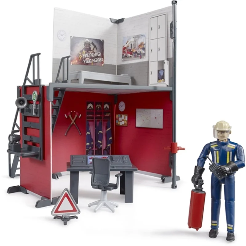 Trams for public transport in historic and urban areas​ Bruder Bworld Fire Station with Fireman