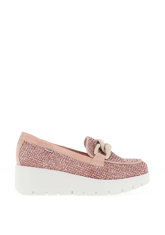 CallagHan Womens Amal Chain Wedge Loafers, Pink