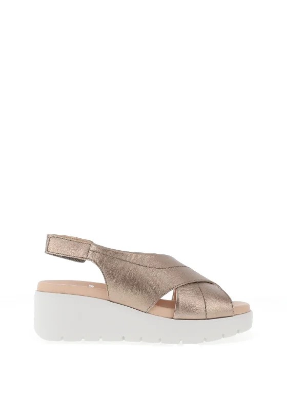 CallagHan Bera Leather Pearlescent Platform Sandals, Mink