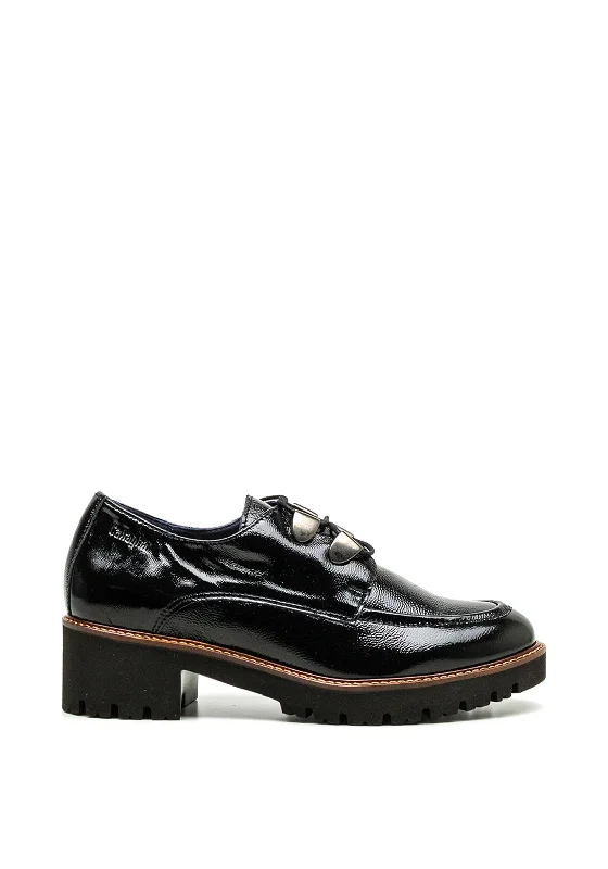 Callaghan Patent Leather Platform Brogues, Black