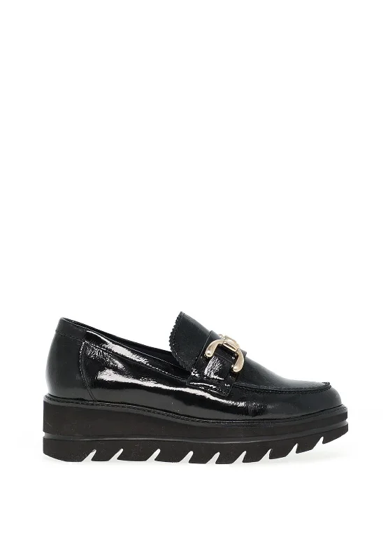 CallagHan Patent Lug Sole Loafers, Black