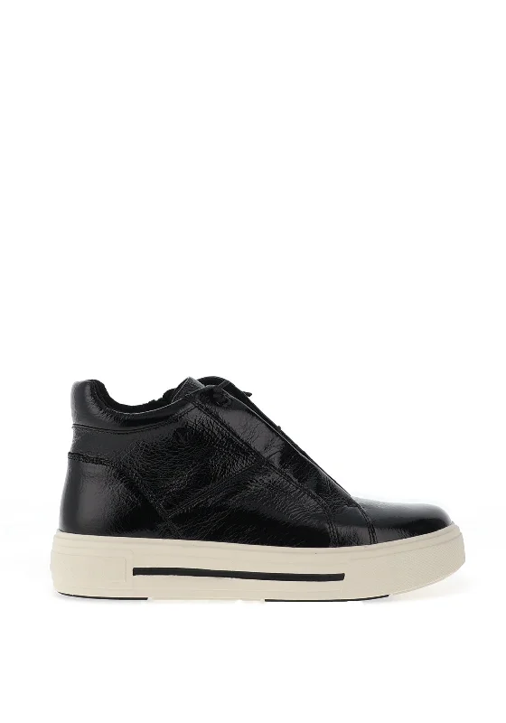 Caprice Patent High Top Trainers, Black