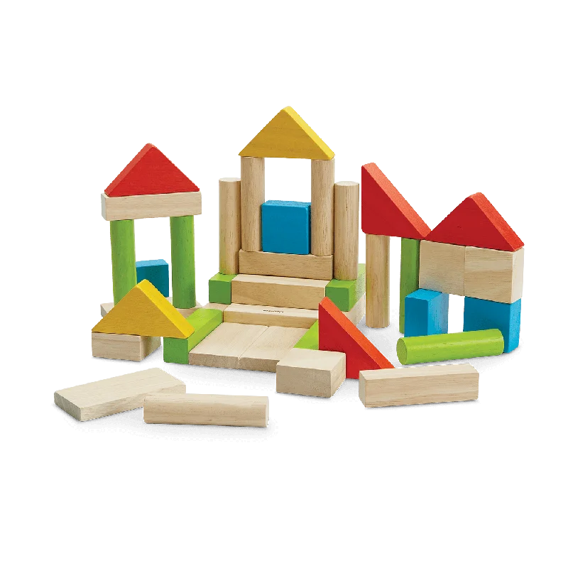 Wooden board games for family entertainment​ Colorful 40 Unit Blocks | Plan Toys