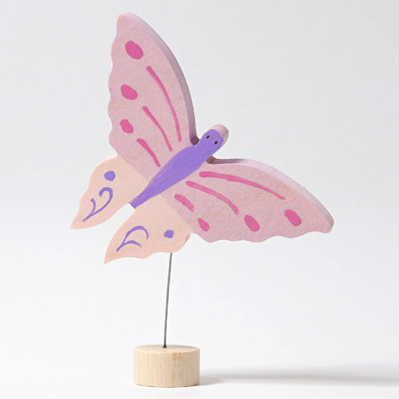 Wooden drums for rhythmic play Pink Butterfly Decorative Figure - For Birthday Ring or Celebration Ring - Grimm's Wooden Toys Wooden drums for rhythmic play Pink Butterfly Decorative Figure - For Birthday Ring or Celebration Ring - Grimm's Wooden Toys