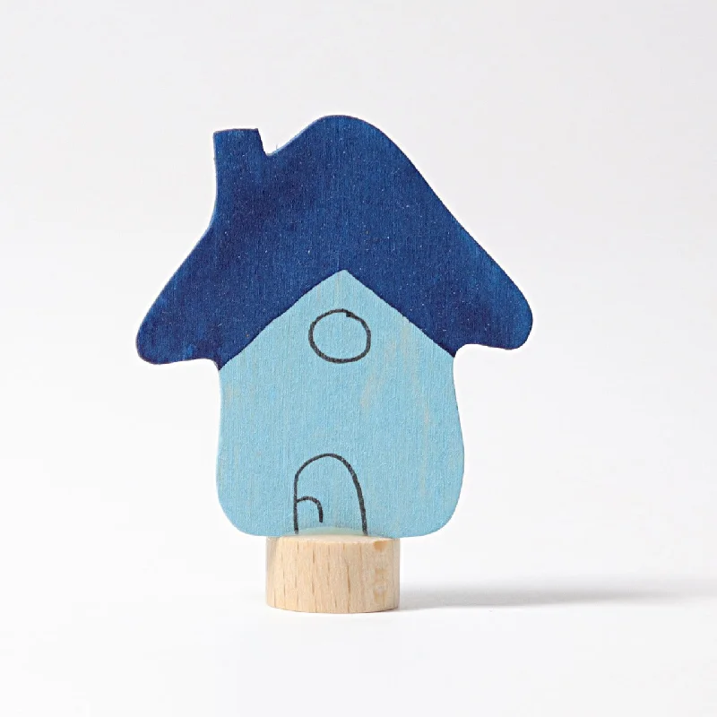 Wooden magnetic toys for scientific exploration Blue House Decorative Figure - For Birthday Ring or Celebration Ring - Grimm's Wooden Toys Wooden magnetic toys for scientific exploration Blue House Decorative Figure - For Birthday Ring or Celebration Ring - Grimm's Wooden Toys