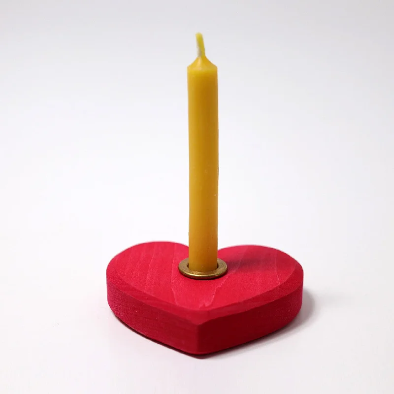 Wooden marionette puppets for performing arts Small Heart Candle Holder (with Brass Base and Bee wax candle) - Grimm's Wooden Toys Wooden marionette puppets for performing arts Small Heart Candle Holder (with Brass Base and Bee wax candle) - Grimm's Wooden Toys