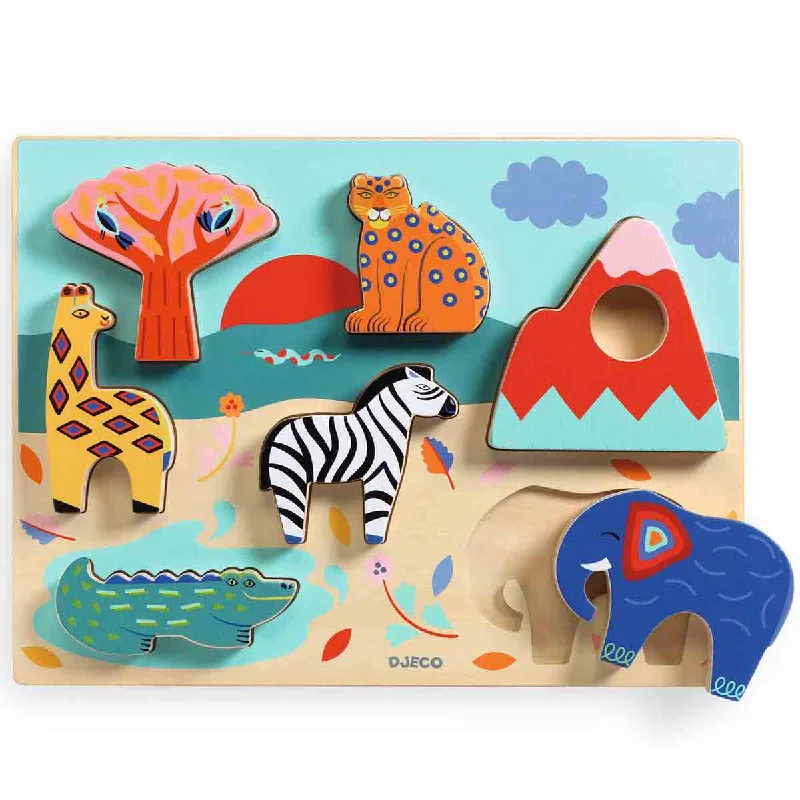 Wooden play kitchens for cooking pretend​ Djeco Puzzle - Savana Story