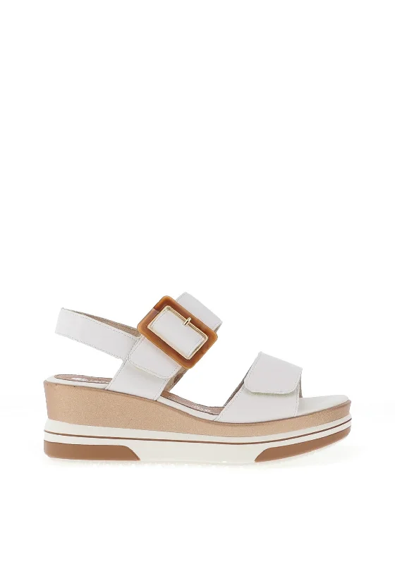 Remonte Leather Velcro Strap Sandals, White