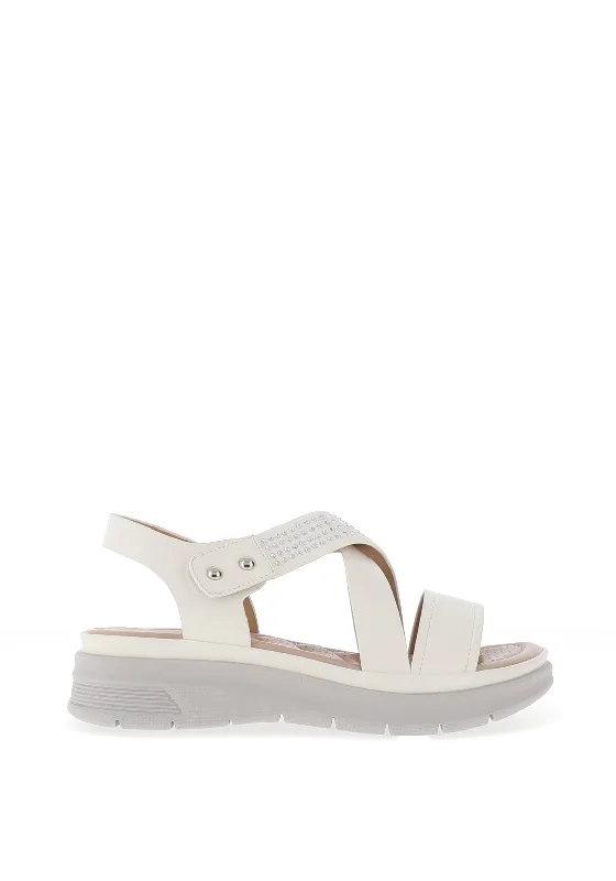 Redz Criss Cross Diamante Sandals, White