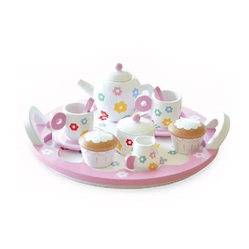 Wooden sand toys for beach or sandbox play​ Flower Tea Party Set by Indigo Jamm