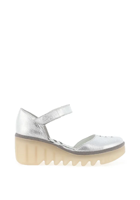 Fly London Ankle Strap Leather Sandals, Silver