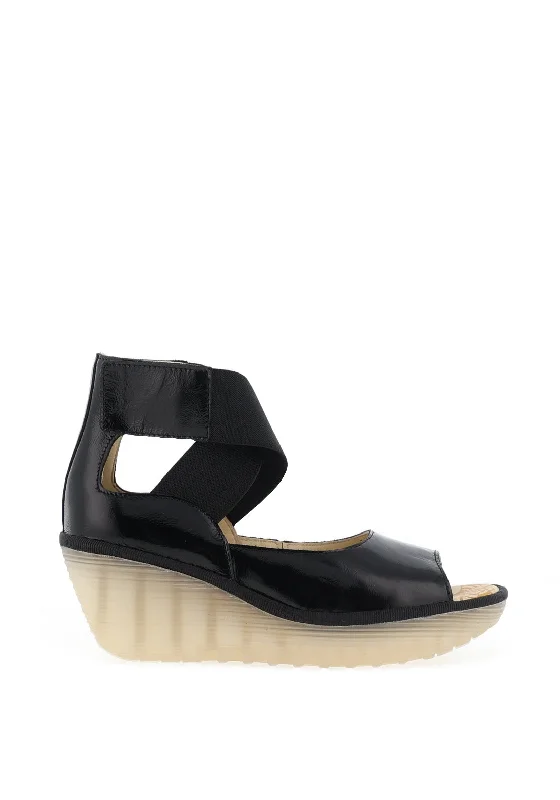 Fly London Yefi Elasticated Criss Cross Sandals, Black