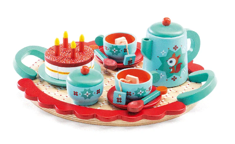Wooden play post offices for postal role - play​ Fox's Party Wooden Tea Set | DJECO