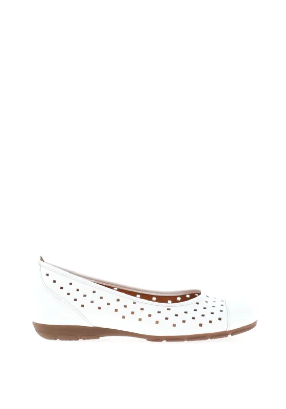 Gabor Leather Laser Cut Pumps, White