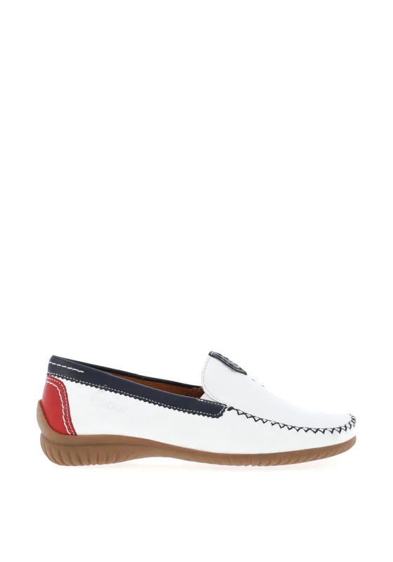 Gabor Leather Slip on Comfort Shoes, White