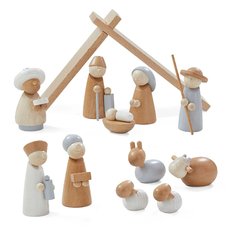 Wooden treehouses for outdoor adventures​ Natural Wood Nativity Set