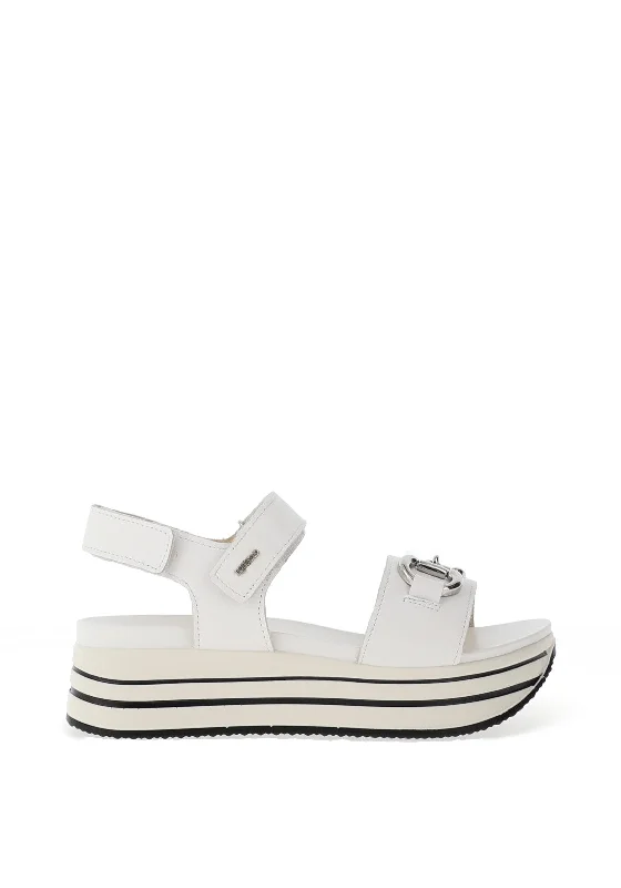 Igi & Co. Leather Platform Velco Sandals, White