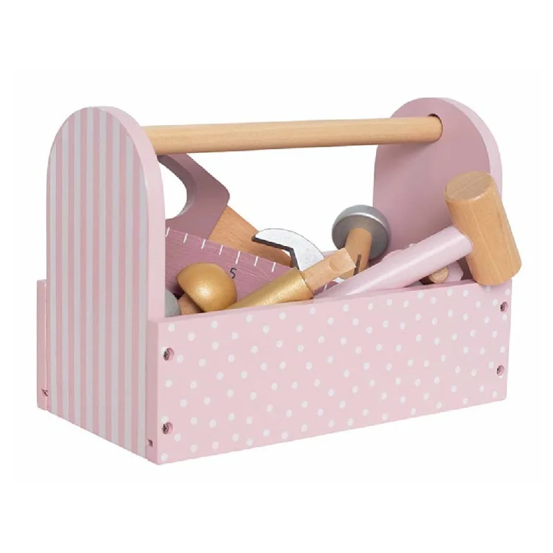 Wooden play snowmobiles for winter - themed play JaBaDaBaDo Tool Box - Pink