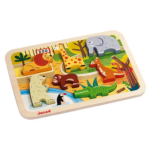 Wooden toy trucks for transportation play​ Janod Chunky Wooden Puzzle - Zoo | Janod
