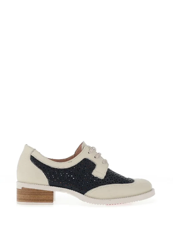 Jose Saenz Heeled Brogues, Cream & Navy