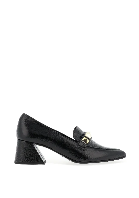 Jose Saenz Leather Patent Stud Pointed Toe Loafers, Black