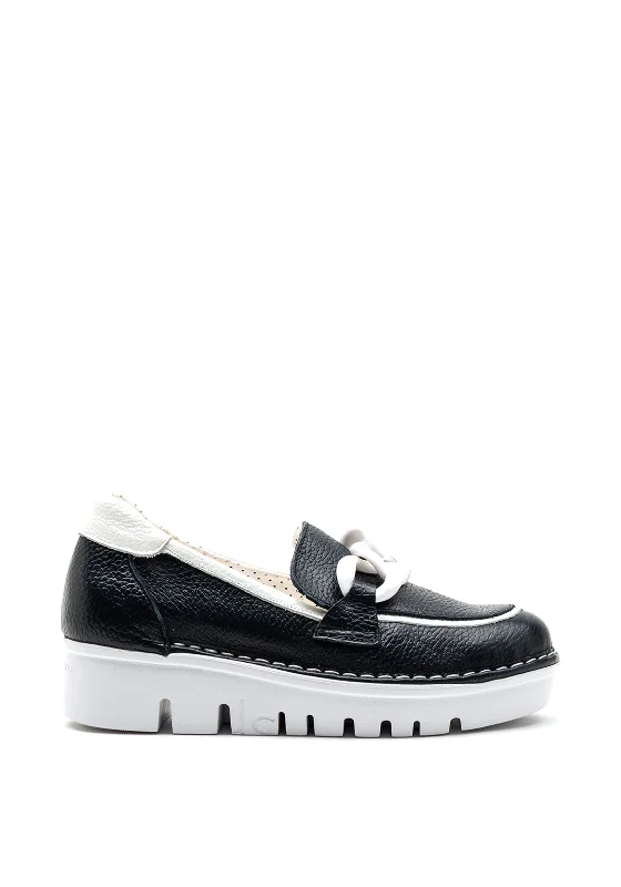 Jose Saenz Leather Wedge Loafer, Navy & White