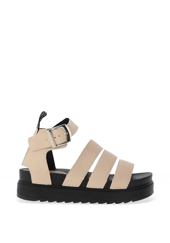 Zen Collection Gladiator Buckle Sandals, Beige