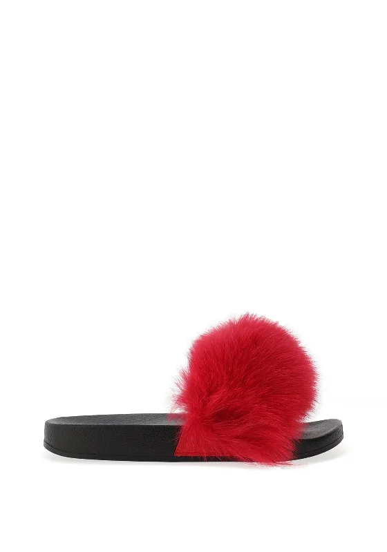 Zen Collection Faux Fur Slider, Red