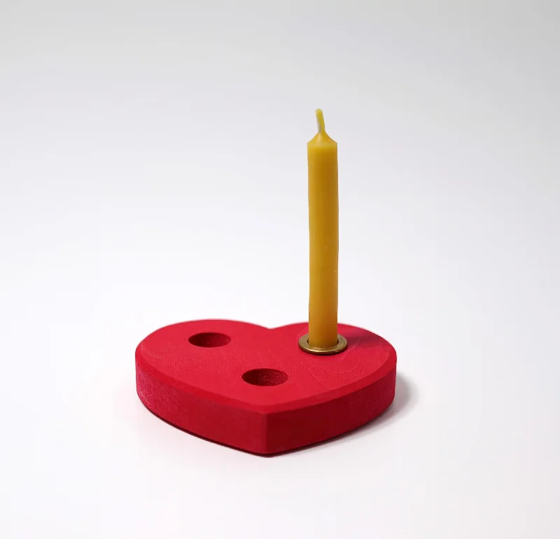 Wooden tambourines for musical accompaniment Large Heart Candle Holder (with Brass Base and Bee wax candle) - Grimm's Wooden Toys Wooden tambourines for musical accompaniment Large Heart Candle Holder (with Brass Base and Bee wax candle) - Grimm's Wooden Toys