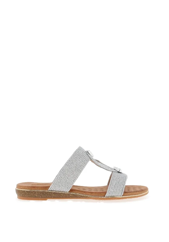 Lunar Callow Woven Slip on Sandals, Silver