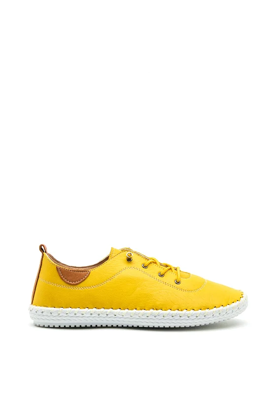 Lunar St Ives Leather Plimsoll Trainers, Yellow