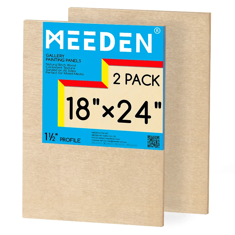 Handicraft supplies for making wooden spoons with designs​ MEEDEN Artist Birch Wood Canvas Board, 1-1/2” Deep, 18x24 Inch, 2 Packs
