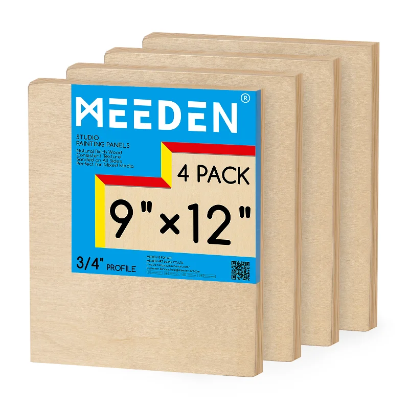 Oil painting canvases stretched on wooden frames MEEDEN Artist Birch Wood Canvas Board, 3/4” Deep, 9x12 Inch, 4 Packs Oil painting canvases stretched on wooden frames MEEDEN Artist Birch Wood Canvas Board, 3/4” Deep, 9x12 Inch, 4 Packs
