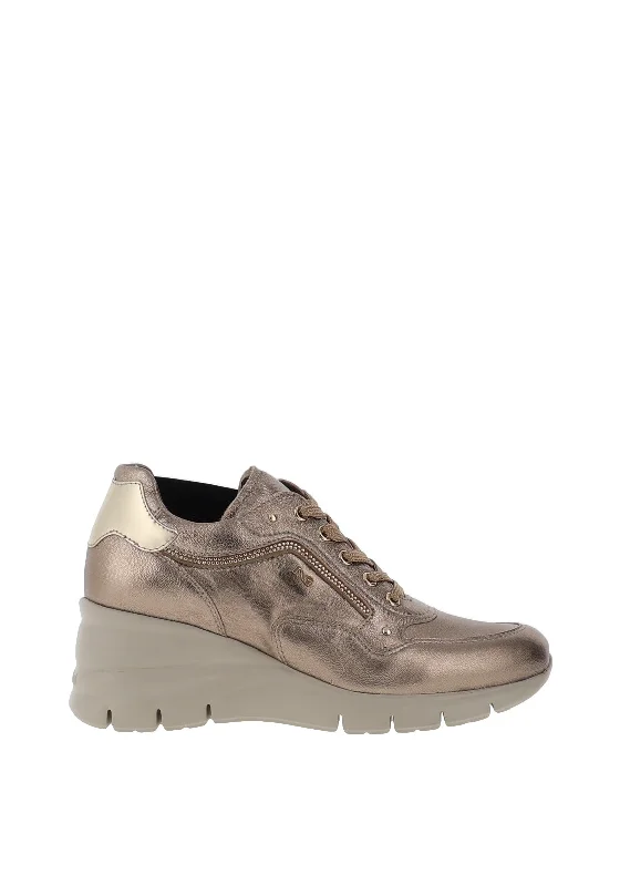 Nero Giardini Metallic Wedge Trainers, Gold