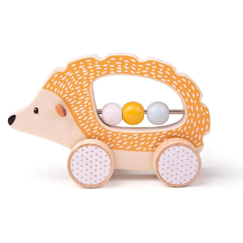 Wooden pull - along toys for active toddlers​ Push Along Hedgehog