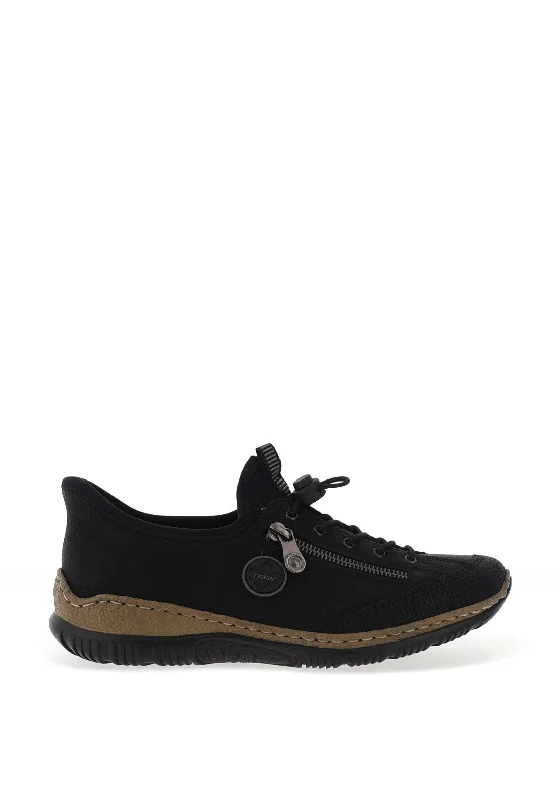 Rieker Zip Detail Slip On Trainers, Black