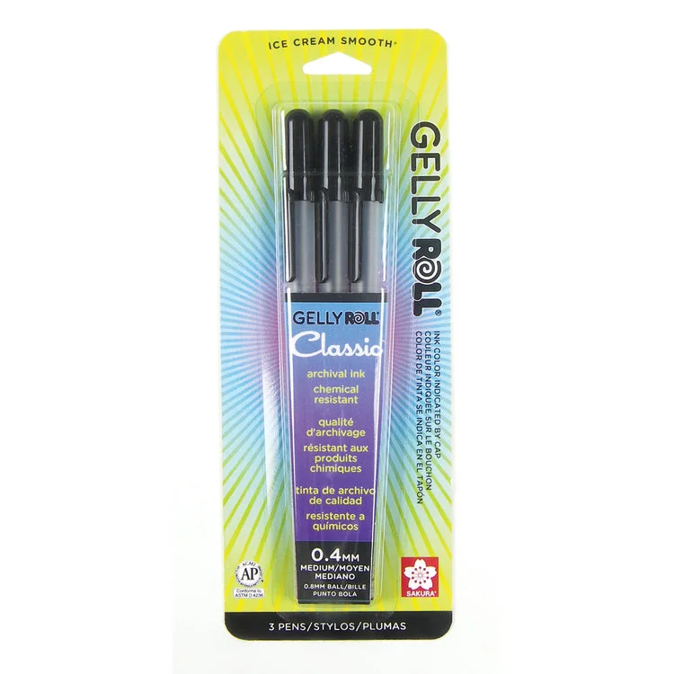 Glass painting supplies for adding color to glass surfaces Sakura "Gelly Roll" Classic Gel Ink Pen - Black - 3 Pack Glass painting supplies for adding color to glass surfaces Sakura "Gelly Roll" Classic Gel Ink Pen - Black - 3 Pack