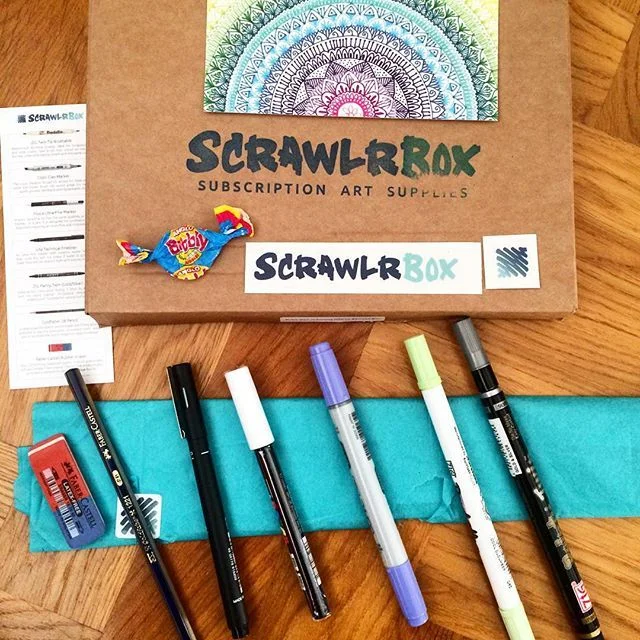Water - soluble crayons for unique mixed - media art​ ScrawlrBox #001